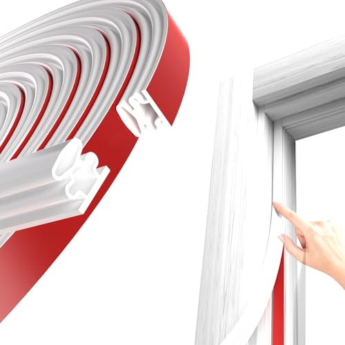 Türdichtung Dichtungsband Selbstklebend, Türdichtungen Gummidichtung Wasserdicht, Haustür Türrahmen Dichtung Flexibel Door Seal Dichtungsstreifen Dichtungsband Dichtungsgummi für Fenster Tür, Weiß