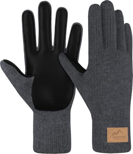 normani Herren Merino Handschuhe Wollhandschuhe Winterhandschuhe Thermohandschuhe mit verstärkter Handinnenfläche aus Schafleder Farbe Anthrazit Größe 8,5