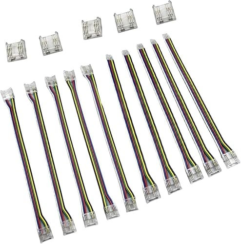 SHAOYAYAZHANG 6-polig, 12 mm, COB LED mit RGBCCT-Anschluss, RGBWW, mit Lichtstreifen am Band/Fob-Leitung, Eckverbinder, ohne Löten