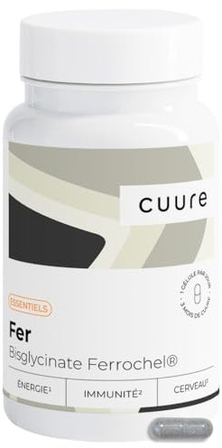 Fer Bisglycinate Pur 14 mg - Cuure - Breveté Ferrochel® - 90 Jours - Haute Absorption & Tolérance Intestinale - Anti-Fatigue, Immunité - Fer Complément Alimentaire - Fabriqué en France
