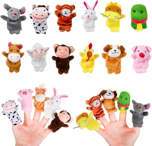 12 Stück Fingerpuppen, Fingerpuppen Set, Kleine Tier Fingerpuppe, Mini Tier Fingerpuppen, Fingerpuppen Baby, Baby Mitgebsel, Geschenke für Weihnachten Oster und Kinderparty