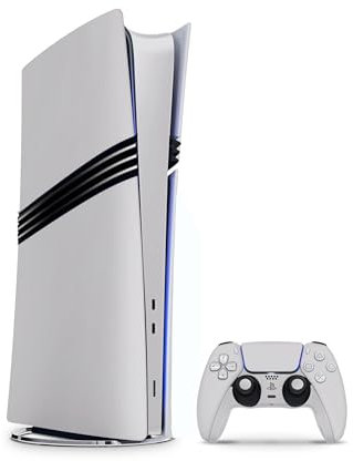 PS5 Pro Skin Aufkleber Set, Vinyl-Schutzfolie für PlayStation 5 Pro Konsole und Controller, Matt, Passgenau (Retro 30 Grey, PS5 Pro Ohne Disk)