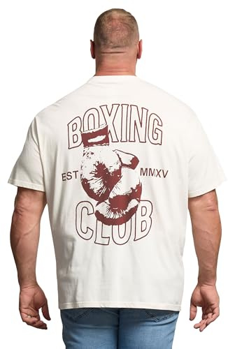 BadRhino Big & Tall 'Boxing Club' Graphic T-Shirt - Men's - Plus Size Curve Off-White