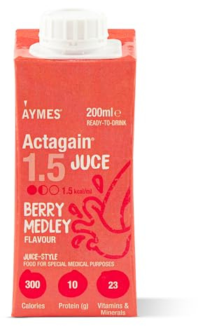 AYMES ActaGain 1.5 Juce Juice Drink - Berry Medley - 1 x 200ml | Juice-Style Nutritional Drink, Suitable Ages 6+, Gluten Free & Fat Free