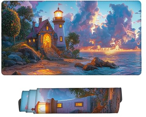 Large Game Tapis de Souris Vue du phare avec Base en Caoutchouc Antidérapant Extended XXL Long Clavier Pad de Table Grand Tapis Souris, pour Gamer, Personnel Bureau, Accessoires Gaming 70 x 30 cm k138