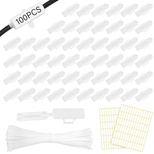 100 Stück Kabeletiketten Erkennungsbox, Kabelbeschriftung | Beschriftung für Kabel, Kabel Beschriftung, für kabel—Enthält 100 Kabelmarker, 100 Kabelbinder, 168 Etiketten