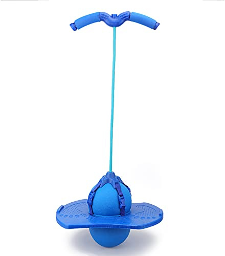 POENVFPO Pogo-Stick, Pogo-Ball mit Schwamm-Handläufen, Rutschfestes Pedal für ab 4 Jahren, Blau-rotes Springspielzeug, Gymnastikball, Outdoor-Sportarten (Blue)