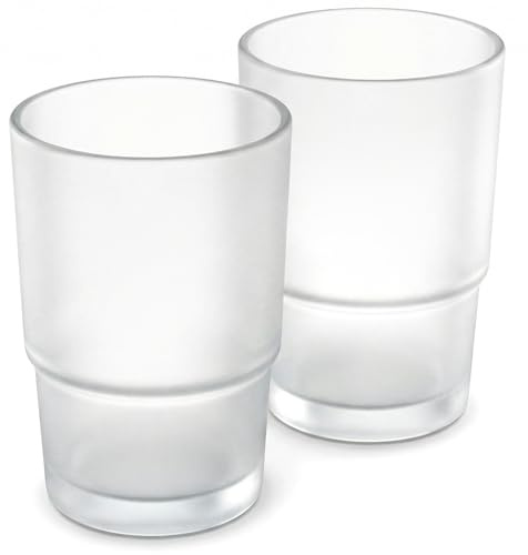 QWORK® 2Pcs Replacement Tumbler, Frosted Glass Toothbrush Cup for Wall-mounted Toothbrush Holder