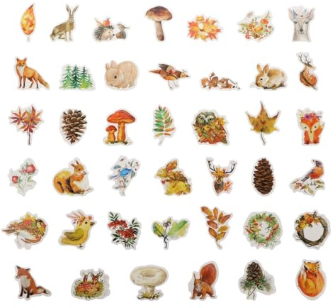 TOYANDONA 205 Stück Herbst Scrapbook Aufkleber Papier Aufkleber Kaninchen Igel Ahornblätter Bastelaufkleber für Tagebuch und Selbstgemacht Dekoration