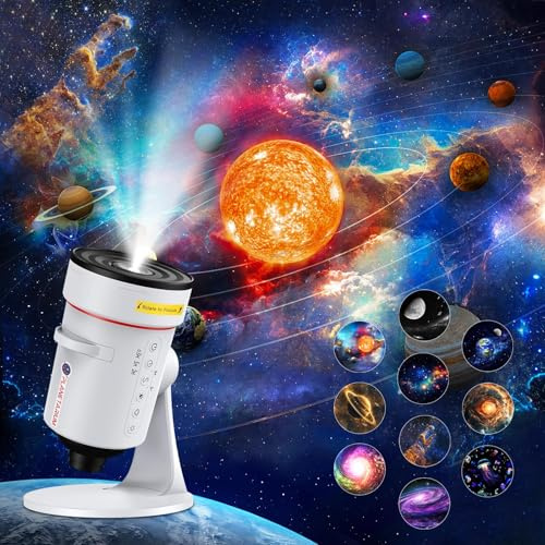 Astarama Galaxy Star Projecto, 4K HD Planetarium-Projektor mit 10 Filmscheiben, 8 Farben, Nachtlicht, Timer, Raumdecke, Nebel, Dachlicht, Heimkino, Wohnzimmer, Dekoration für Kinder, Erwachsene