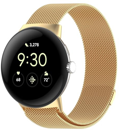 Wigento Smartwatch Armband Metall für Google Pixel Watch 4/3 45mm Mesh Magnetverschluss Schwarz