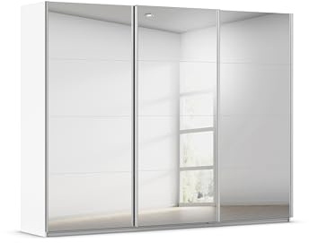 Rauch Möbel KULMBACH, Schwebetürenschrank, Farbe Weiß, Breite 271 cm | Kleiderschrank mit Schwebetüren, Schiebetüren, 3-türig, mit Spiegel, Zubehör Classic, Schlafzimmer, Jugendzimmer, Garderobe