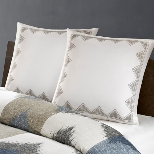INK+IVY Single 100% Cotton Euro Sham - European Square Decorative Pillow Cover, Hidden Zipper Closure (Pillow Insert NOT Included), Isla, Geometric White 26x26