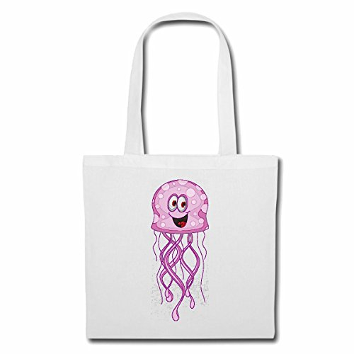 Reifen-Markt Tasche Umhängetasche LUSTIGE QUALLE FEUERQUALLE MEDUSA MEDUSE QUALLEN ARTEN NESSELTIER Einkaufstasche Schulbeutel Turnbeutel in Weiß