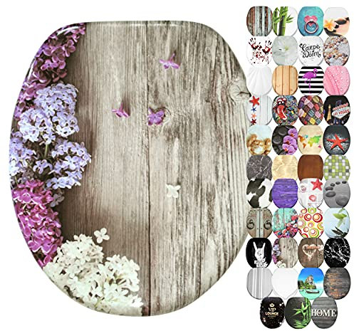 Sanilo Sedile WC con chiusura ammortizzata, grande scelta di belli copriwater da legno robusto e di alta qualità (Serenella)