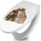 banjado Toilettendeckel mit Absenkautomatik 44,5x37cm / WC Sitz mit Absenkautomatik/Toilettensitz Duroplast mit Edelstahl Scharnieren/Klodeckel mit Absenkautomatik Motiv Wölfe
