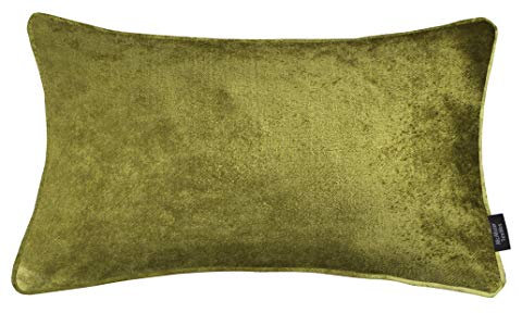McAlister Textiles Glänzender Samt | Sofakissen mit Füllung in Lindgrün | 60 x 40 cm | in 11 Farben und 5 Größen | gedrückter Samt edel paspeliert | prall gefülltes Samtkissen