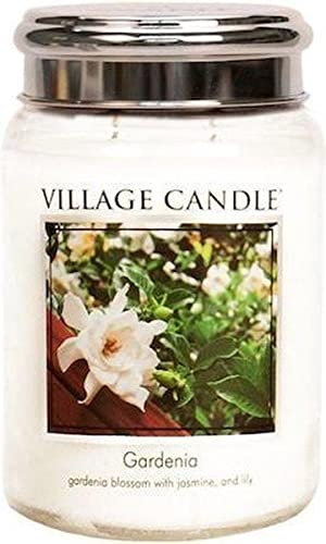 Village Candle Gardenia 26 oz Large Glass Jar Scented Candle, 21.25 Net oz Candela, Bianco, 736 unità