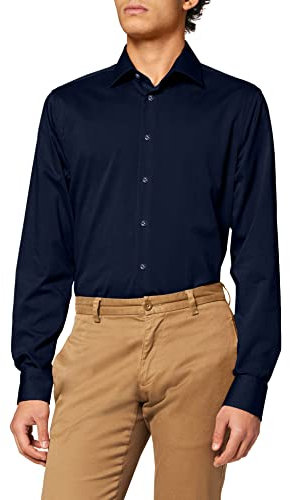 Seidensticker Herren Mens Shaped Longsleeve Cotton Business Shirt, Dunkelblau(021000), 40 EU