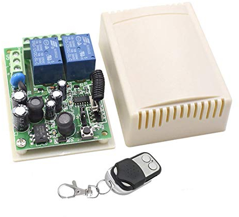 KASER Receptor Universal 433 MHz Radio Receptor con Transmisor Autoaprendizaje 2 Canales para Garaje Puertas Portón Automática Persianas Luces Motor Momentary Toggle Latched Mode AC 220V