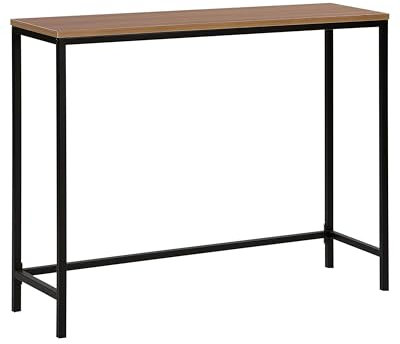 Beliani Table Console Moderne en Imitation Bois Foncé et Structure en Métal Noir Tulia