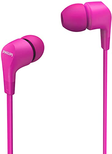 Philips AudioKopfhörer In Ear E1105PK/00 mit Inline-Fernbedienung (8,6-mm-Neodym-Treiber, Kräftiger Bass, Klarer Sound, Bequemer Sitz) Pink, TAE1105PK/00, Einheitsgröße