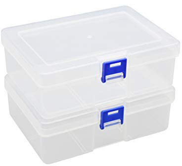 Nova Tree Clear Plastic Clip Box, Crayon box Storage Organizer Container Box, Small Modular Supply Case for Crayons, Crafts & Office supplies, 6.5 x 4.5 Inches (2 Pack)