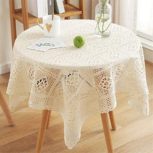 Nother Ampios Platzdeckchen, quadratisch, Vintage, Spitze, gehäkelt, Beige, 85 x 85 cm