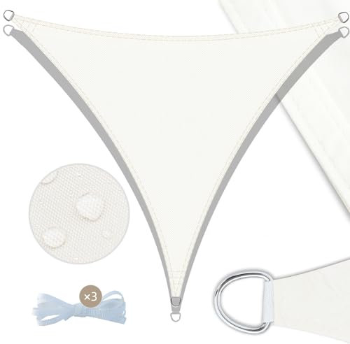 UMI Vela Ombreggiante Impermeabile 3,6x3,6x3,6m Triangolare Tenda a Vela Protezione Raggi UV 95% Tenda Parasole per Esterno Giardino Terrazzo - Crema