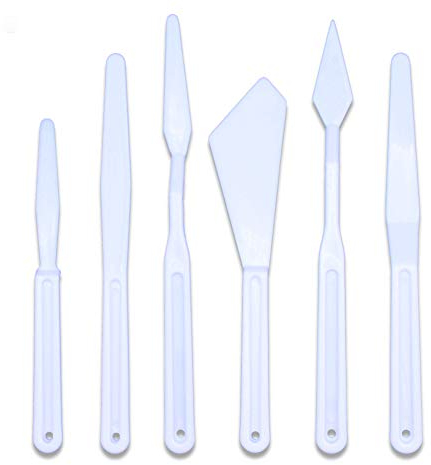 JIHUOO 12 Pcs Plastic Palette Knives Set - Art Artist Paint Spatula Tools for Oil Acrylic Painting Color Mixing