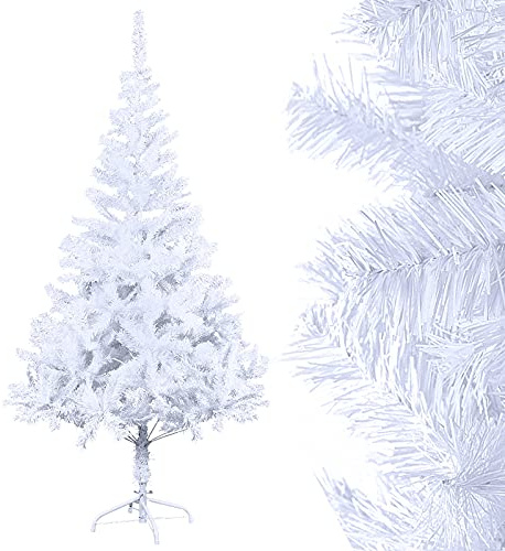 YRHome PVC Künstlicher Weihnachtsbaum 210cm 750 Spitzen Tannenbaum Christbaum naturgetreu Weihnachtsdeko Weihnachtsbäume -Schnellaufbau Klappsystem, Schwer entflammbar und Metall Ständer -Weiß