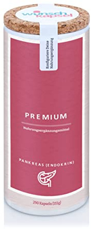 Wunschkapsel BAUCHSPEICHELDRÜSE ENDOKRIN Premium Ergänzung | für normale Pankreas Funktion | hochdosiertes PEA, Curcumin C3, gute Keime, Heilkräuter | 290 vegane Kapseln aus deutscher Manufaktur