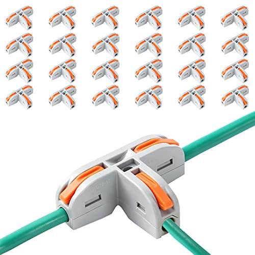 Connettori per cavi a leva,25pcs T-Tap Rapido Connettore Terminale ,Connettore elettrico di tipo T,adatto per cavo a trefolo solido AWG 28-12