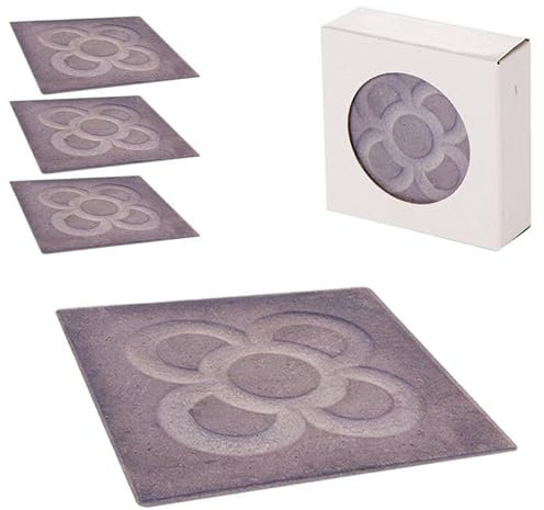 ROCKING GIFTS Set de 4 Posavasos de cerámica Decorativos con el diseño del Mosaico Panot Barcelona, de 10 cm de diámetro, en Color Gris