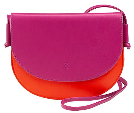DUDU Borsa a Tracolla Donna Piccola in Pelle, Borsetta Design Sottile Compatta con Chiusura a Bottone, Tracolla Regolabile Fucsia