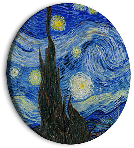 murando - runde Bilder Vincent Van Gogh 60x60 cm Leinwandbild 1 tlg Kunstdruck modern Wandbilder XXL Wanddekoration Design Wand Bild Sternenklare Nacht Landschaft Abstrakt l-B-10000-bc-a