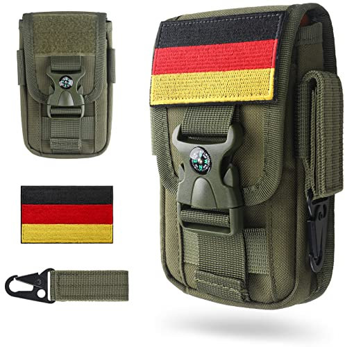 WYNEX Taktische Handytasche Gürtel Molle Halterung EDC Pouch Universaler Gürteltasche mit Keyring Clip & Kompass-Verschluss