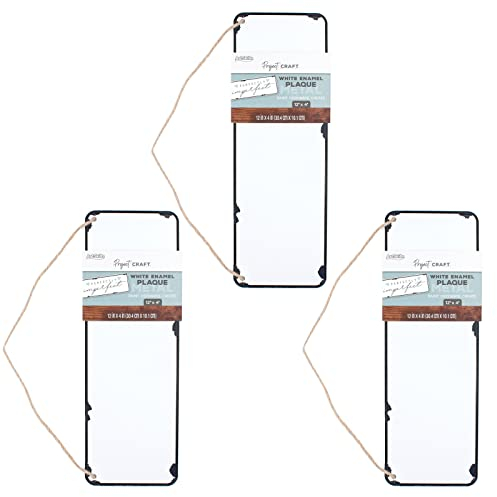 ArtSkills Rustikale Blanko-Metallschilder, 30,5 x 10,2 cm, für personalisierte Vintage-Schilder, DIY-Projekte, Küchendekoration, Retro-Wandkunst, weiße Emaille-Plaketten, 3 Stück