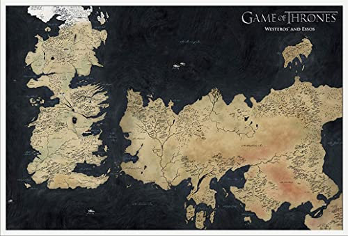 Game of Thrones - Map of Westeros - Fantasy Film Movie Poster - Grösse 91,5x61 cm + Wechselrahmen, Shinsuke® Maxi Kunststoff Weiss, Acryl-Scheibe