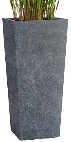 Pflanzwerk® Pflanzkübel Bodenvase Fiberglas Conic Lava ANTHRAZIT 80x40x40cm *Frostbeständige Blumenkübel* *Deutsche Premiumqualität* *Lotus-Effekt Imprägnierung*