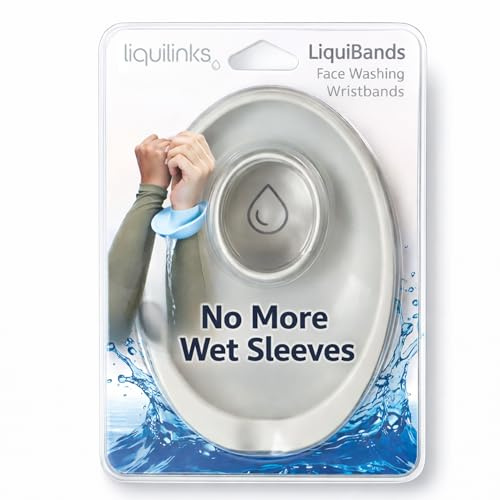 Liquilinks Wristbands for Washing Face – No-Drip Spa Arm Cuffs to Keep Wrists Dry – Silicone Beauty Accessory for Teen Girls (1 Pair LiquiBands)