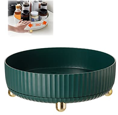Rotating Storage Rack, Rotating Spice Shelf Organizer Turntable, Multi-Functional Spice Rack Makeup Rack Storage Holder, Spice Rack Turntable Home Decor for Kitchen Storage & Organisation (Green)