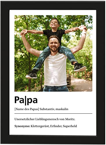 Deqosy Personalisiertes Papa Geschenk Poster Definition mit eigenem Bild, Namen und eigenen Synonymen, Personalisierte Wandbilder, Geschenk Vatertagsgeschenk (Papa)