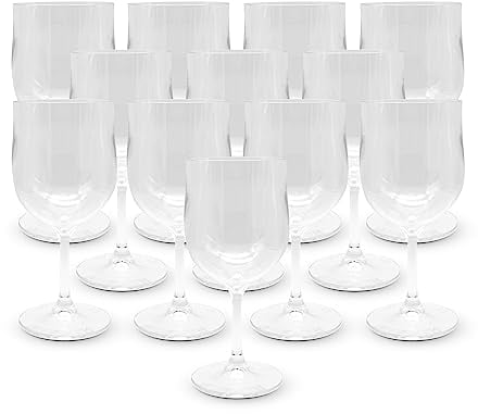 DOJA Barcelona | Copas Policarbonato Transparentes 300ml | Pack 12 | Copas de Vino | 170,3x78x3mm | Copas Plastico de Policarbonato | Copas Plastico Duro Reutilizable | para Vino, Copas Vino, Sidra