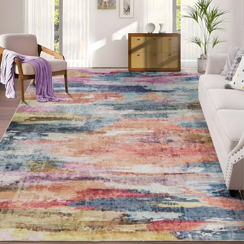 Taleta GRAFFIT Washable Rugs for Living Room Modern Abstract Area Rug Large Non Slip Colorful Soft Short Pile Carpet for Bedroom Home Decor (Multi, 190x280 cm)