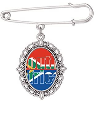 Brosche Südafrika Länderflagge Name Brosche Pin Kleid Hemd Schal Clips, M