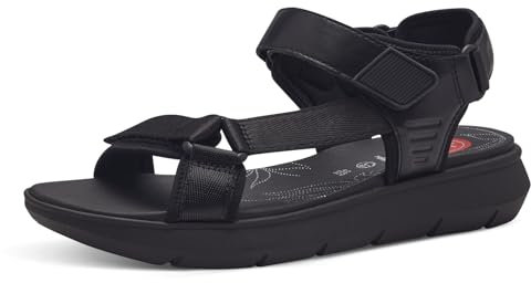 Jana Damen Sandalen flach mit Klettverschluss Vegan, Schwarz (Black), 38 EU