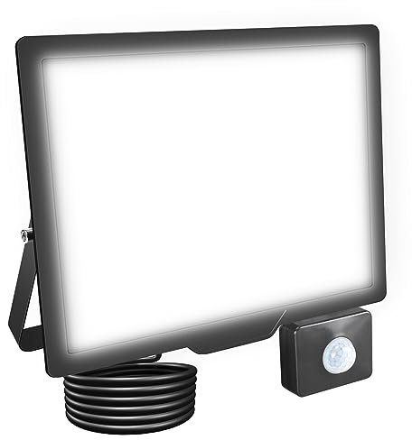 RIGIDON 75W Projecteur LED Avec Détecteur de Mouvement, 7500LM 6000K Blanche Froide Spot LED Extérieur Avec Détecteur IP66 Etanche, Éclairage de Sécurité Extérieur pour Jardin Patio Garage Terrasse