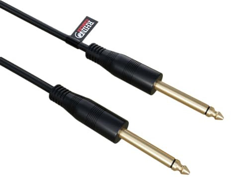 rhinocables - Mono Audio Cable 6.35mm Gold Plated Jack | Impeccable Sound for Electric Guitar, Bass, Amp | Durable PVC Jacket | Various Lengths | XLR to 3.5mm Compatible, Gold 1m