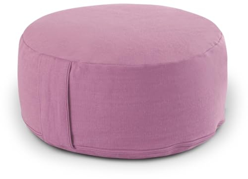 Amago home Yogakissen Bodenkissen rund H 14xø31 cm mit Buchweizenschalen Meditationskissen Sportkissen Farbe lila - Orchidee